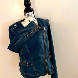 White House BlackMarket jean moto jacket